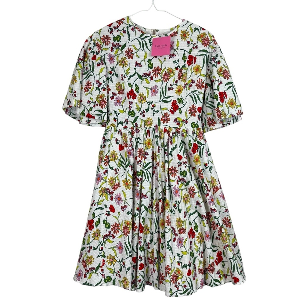 NWT KATE SPADE NY Rooftop Garden Floral Greenwich Flare Sleeve Midi Dress SZ 0